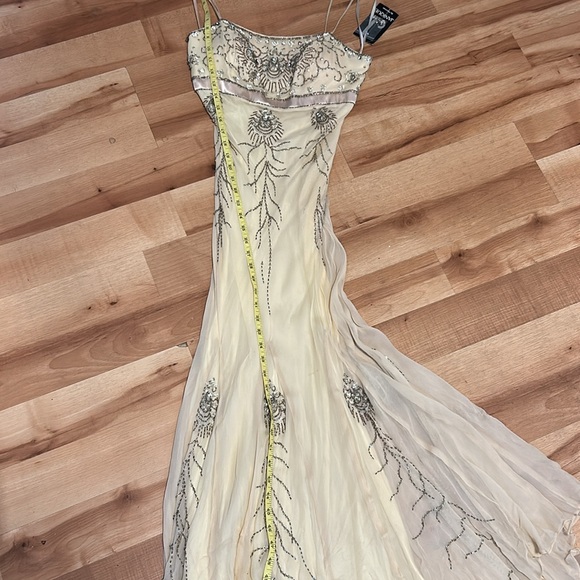 Gold Embellished Asymmetrical Tiered Cocktail Dress - Picture 5 of 5